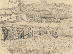 Landschaft mit erntenden Bäuerinnen